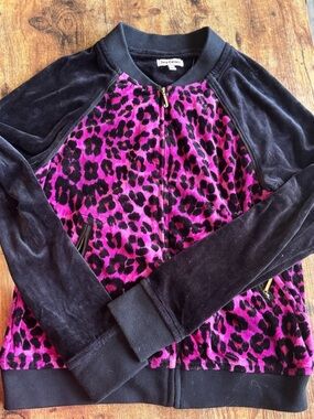 Juicy Couture Bowie Leopard Velour Bomber Jacket Y2K